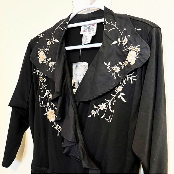 LACY AFTERNOON BY SHELL KEPLER **Vintage** Black Embellished Jumpsuit, L, NWT! - Picture 5 of 11